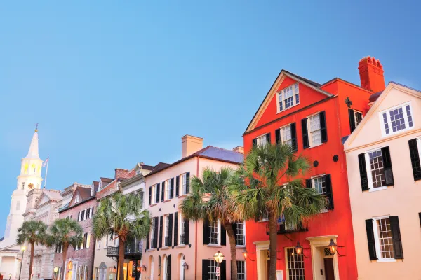 Charleston's pastel homes create a photogenic vista.